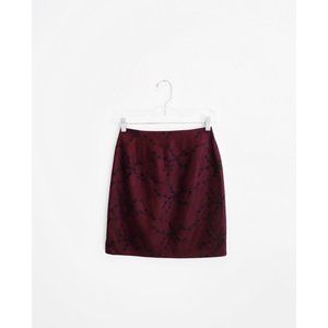Vintage 90s Burgundy Black Net Pencil Skirt est 00
